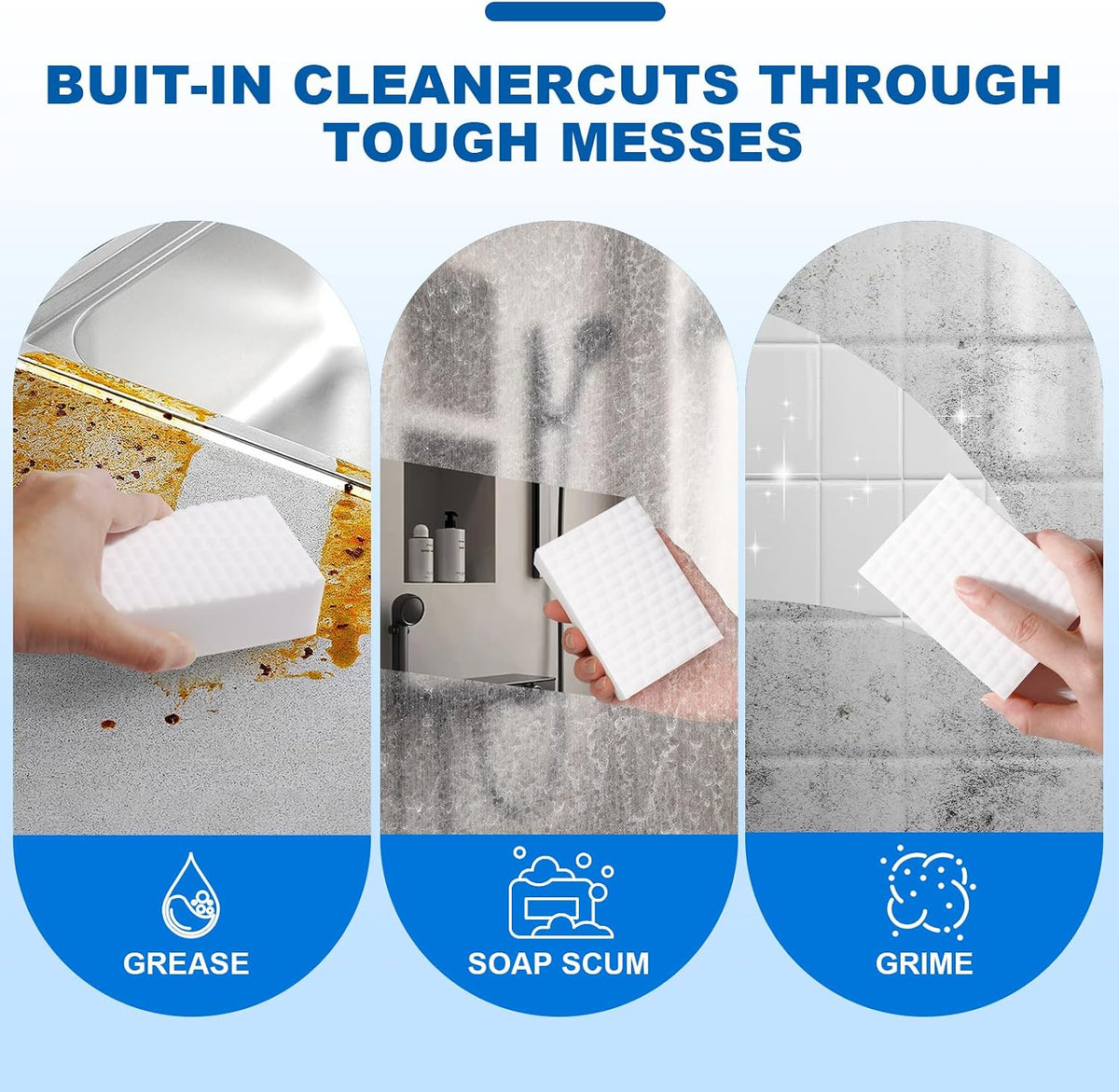 Extra-Thick Melamine Sponge Erasers, 3.94 x 2.76 x 1.18 in, 50 Count
