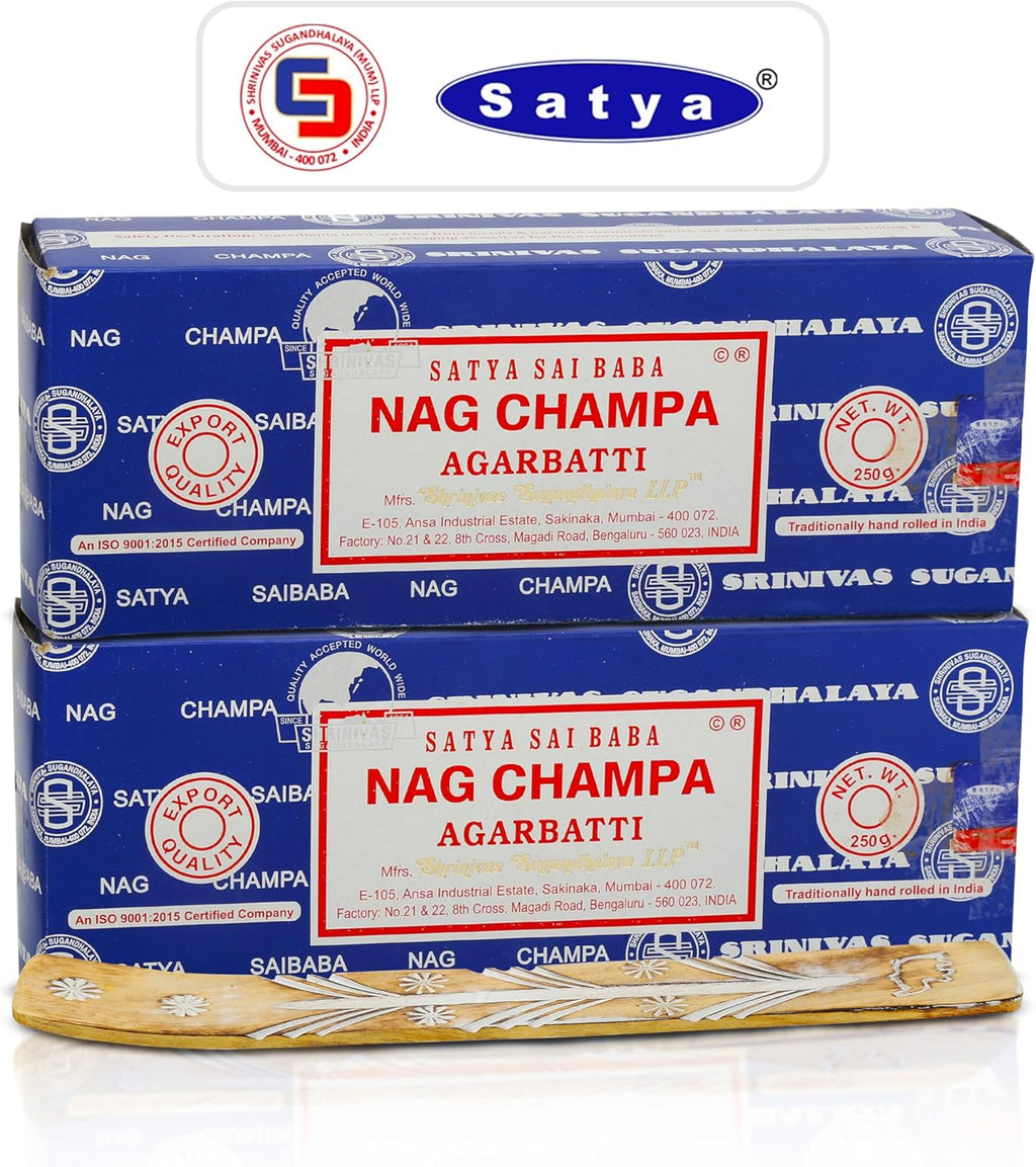 Raajsee Incense Stick Holder Bundle with Satya Nag Champa Incense Sticks 250 gmx 2 Pack (500 GMS), Insense Sticks Nag Champa Agarbatti