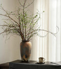 12-Inch Rustic Brown Textured Ceramic Vase for Eucalyptus and Pampas Grass