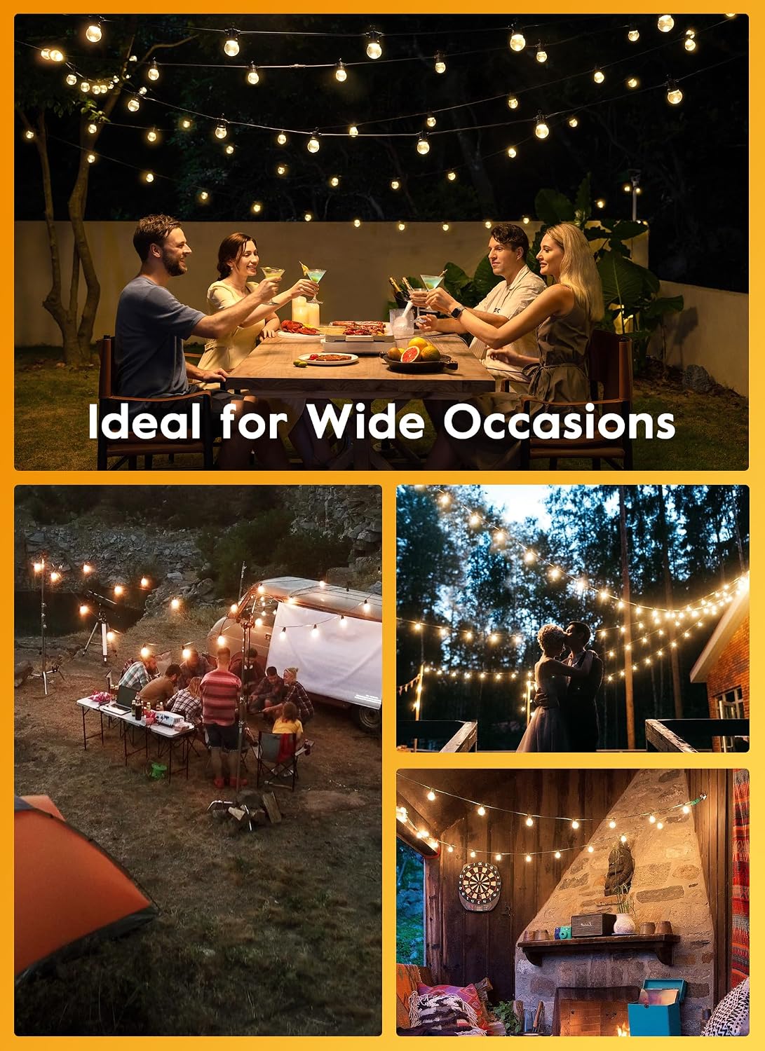 G40 Led Replacement Light Bulbs 1W Shatterproof Globe Bulb fits E12 Candelabra Screw Base, 1.5 Inch Dimmable Light Bulbs for Indoor Outdoor String Lights, Patio Cafe Decor, Warm White, 25 Pack