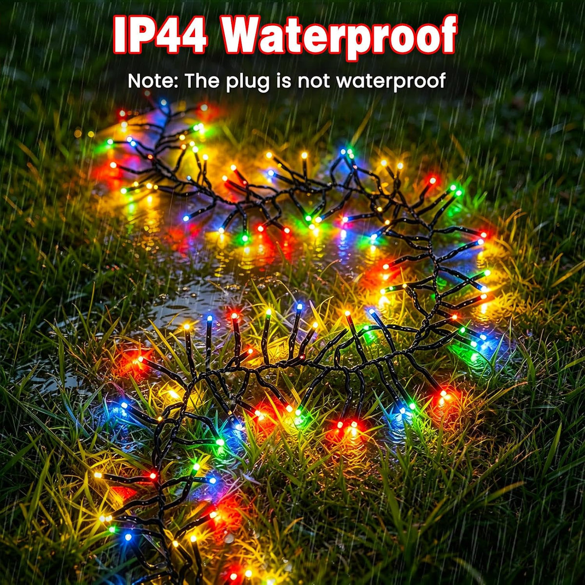 Christmas Cluster Lights 40 FT 800 LED Firecracker String Lights Multicolor