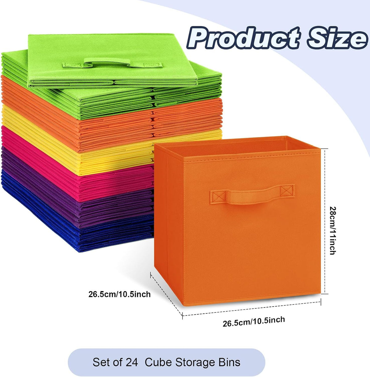 Hillban 24 Pcs Storage Cubes 11'' Collapsible Storage Bins Bulk, Multicolor