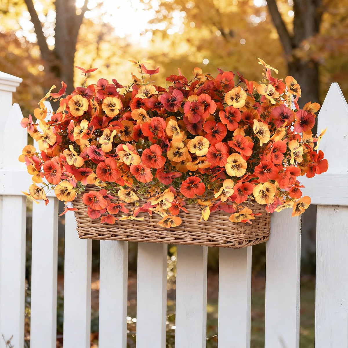 Artificial Pansy Faux Fall Flowers Plants for Outdoors Porch Decoration