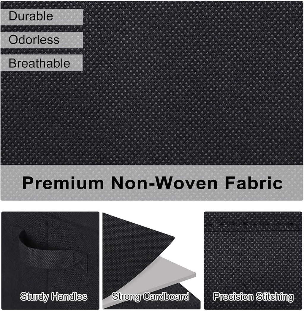 WUIKE Collapsible Storage Bins with Lids, Black, Extra Large, 3-Pack