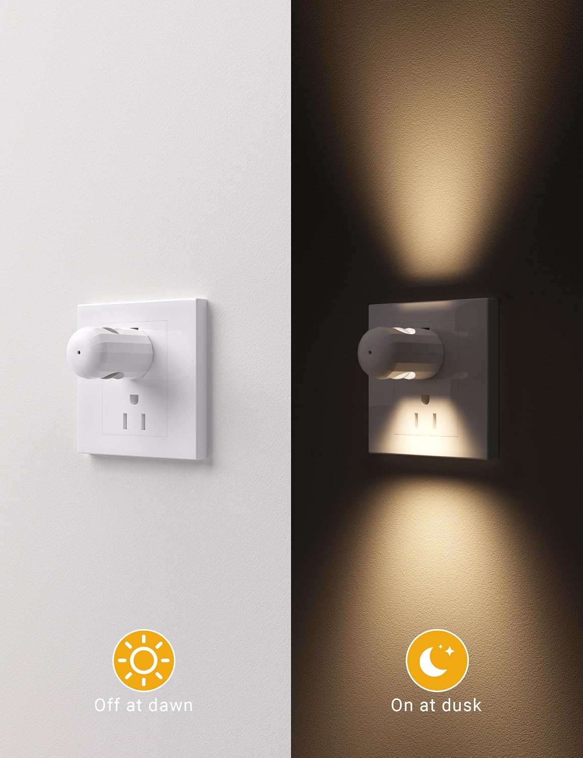 6-Pack Nightlight Plug In, Light Sensor 2700K Warm White Ambient Lighting