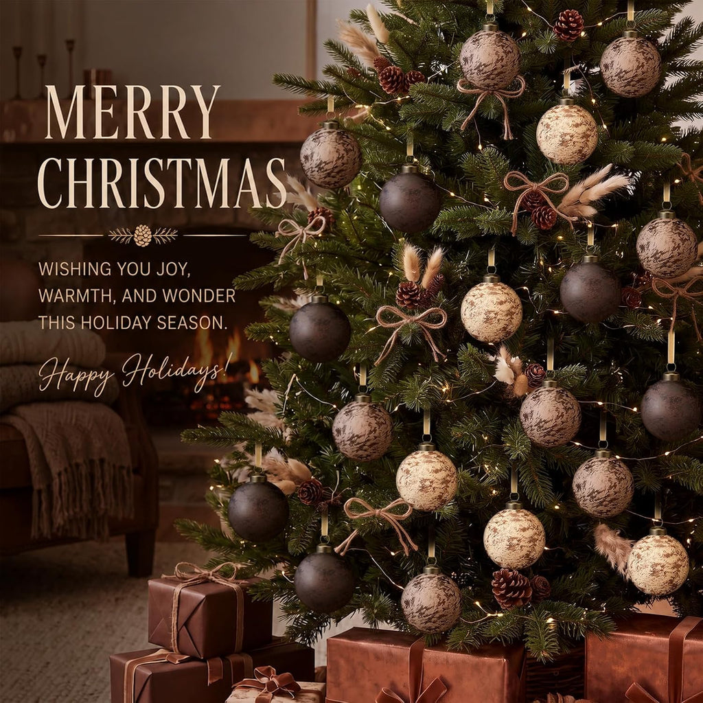 Yunlly 12 Pcs Textured Christmas Ornament 2.36'' Tree Decor,Chocolate
