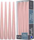 Hyoola Tall Taper Candles - 12 Inch Light Pink Unscented Dripless Taper Candles - 10 Hour Burn Time - 12 Pack