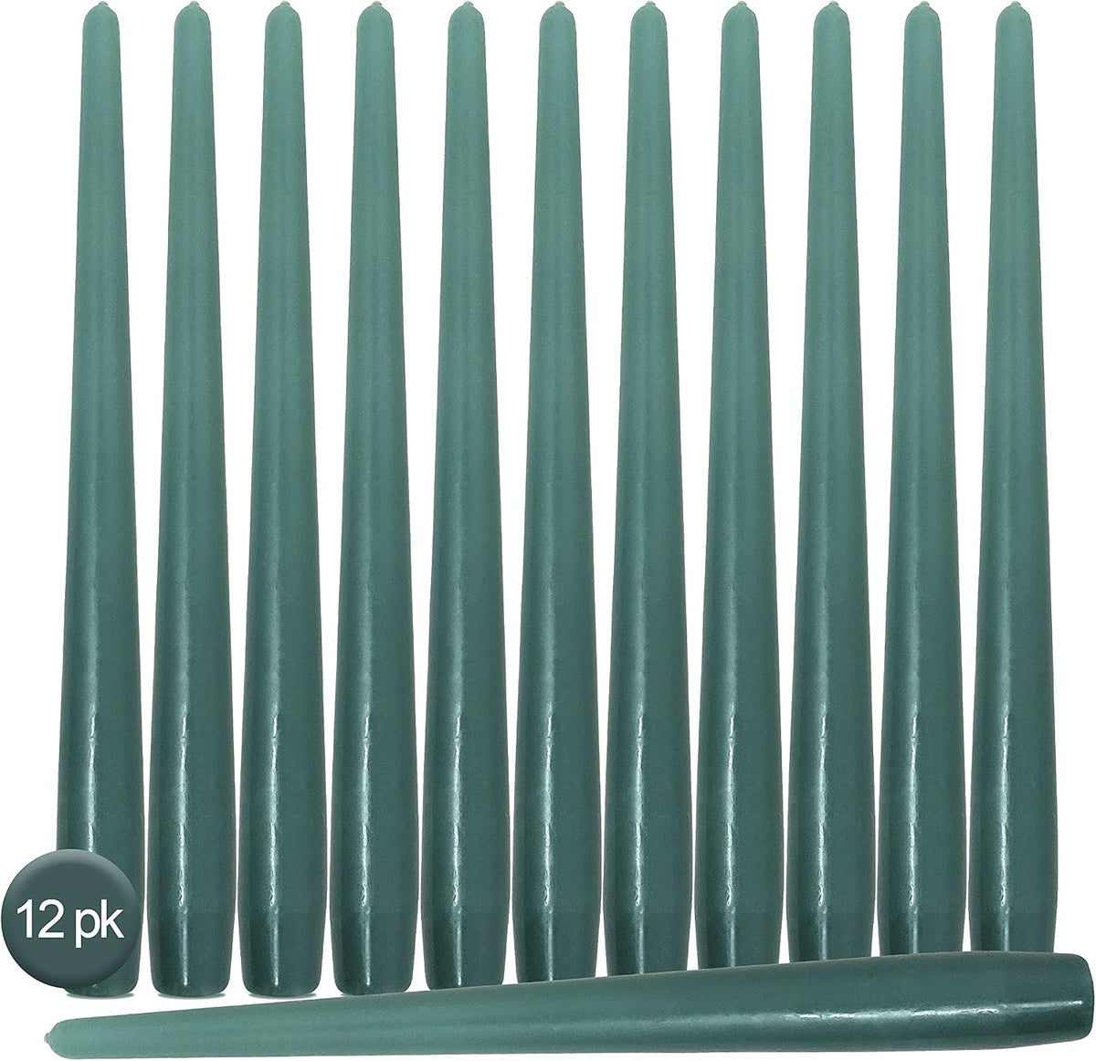 Hyoola Tall Taper Candles - 10 Inch Sage Green Unscented Dripless Taper Candles - 8 Hour Burn Time - 12 Pack