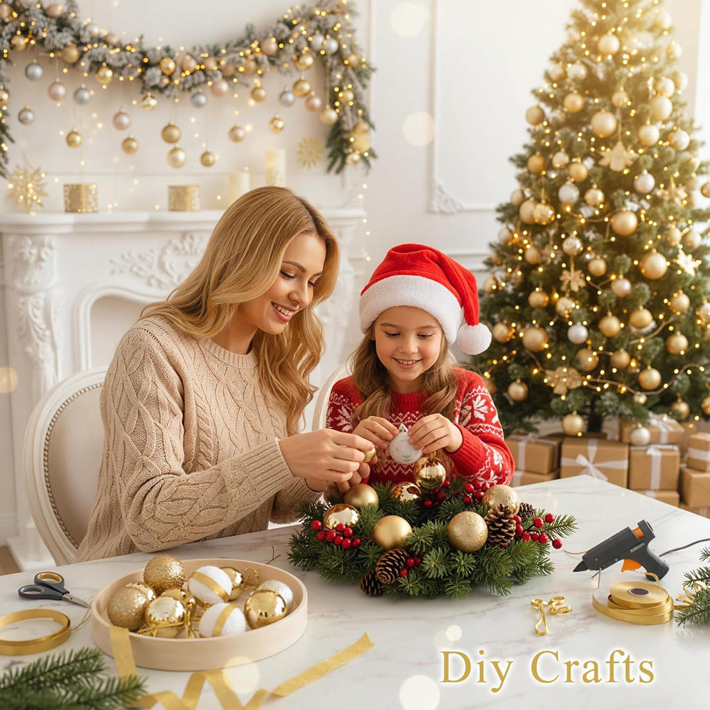 DOMESTAR 100 PCS Christmas Tree Ornaments, Christmas Ball Set Glitter