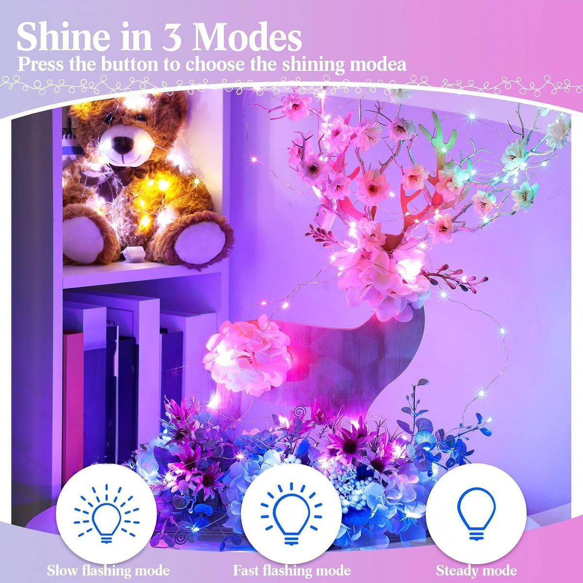 Tuanse 20 Pack LED Fairy Lights Battery Operated 3 Modes, Colorful Color
