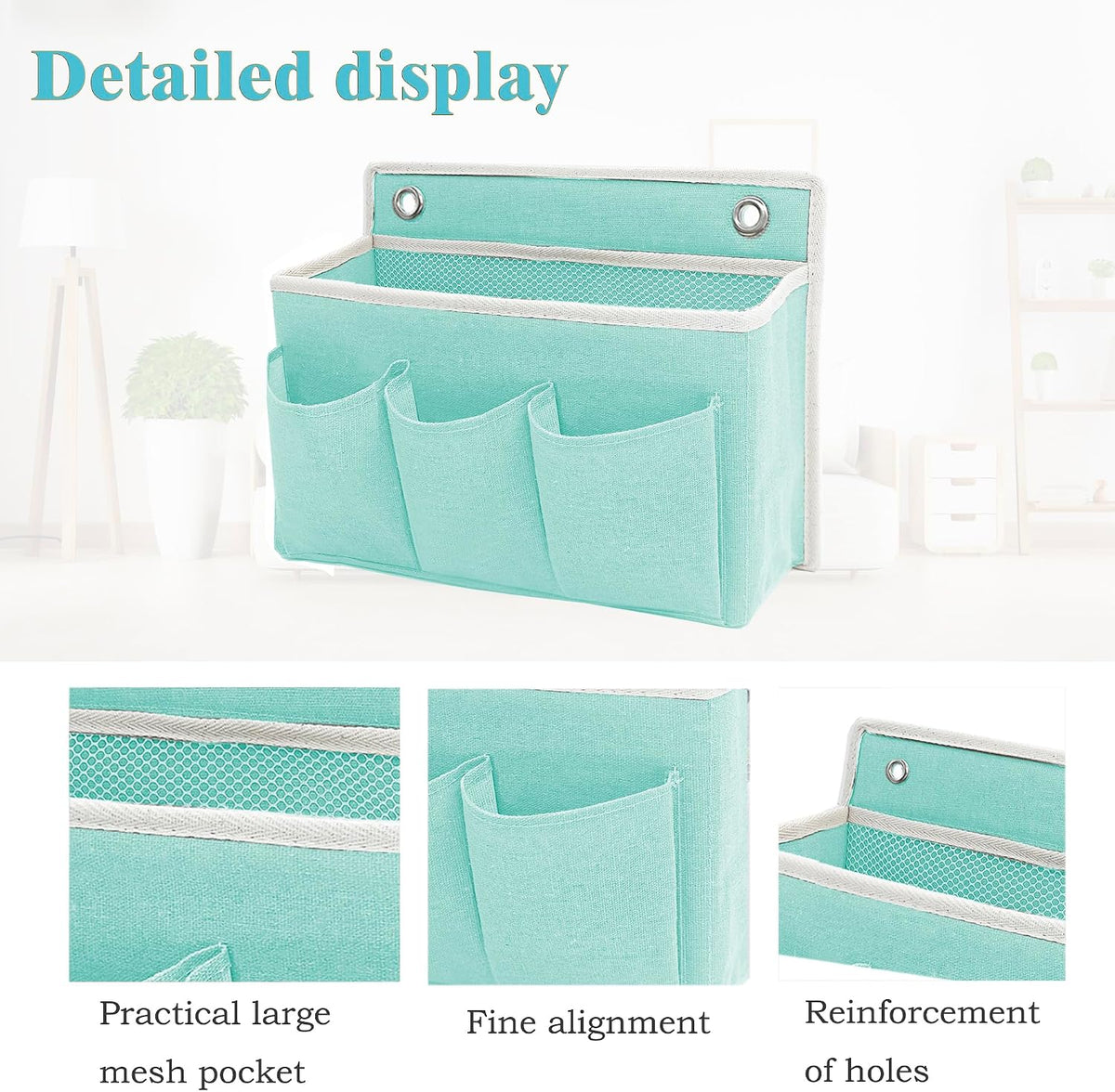 2-Pack Wall Hanging Organizer Bag/Hanging Baskets with Large Mesh Compartment & 3 Pockets，Over the Door Organizer Space Saving Storage for Bedroom,RV Camper, Closet (Green -2 Pack)