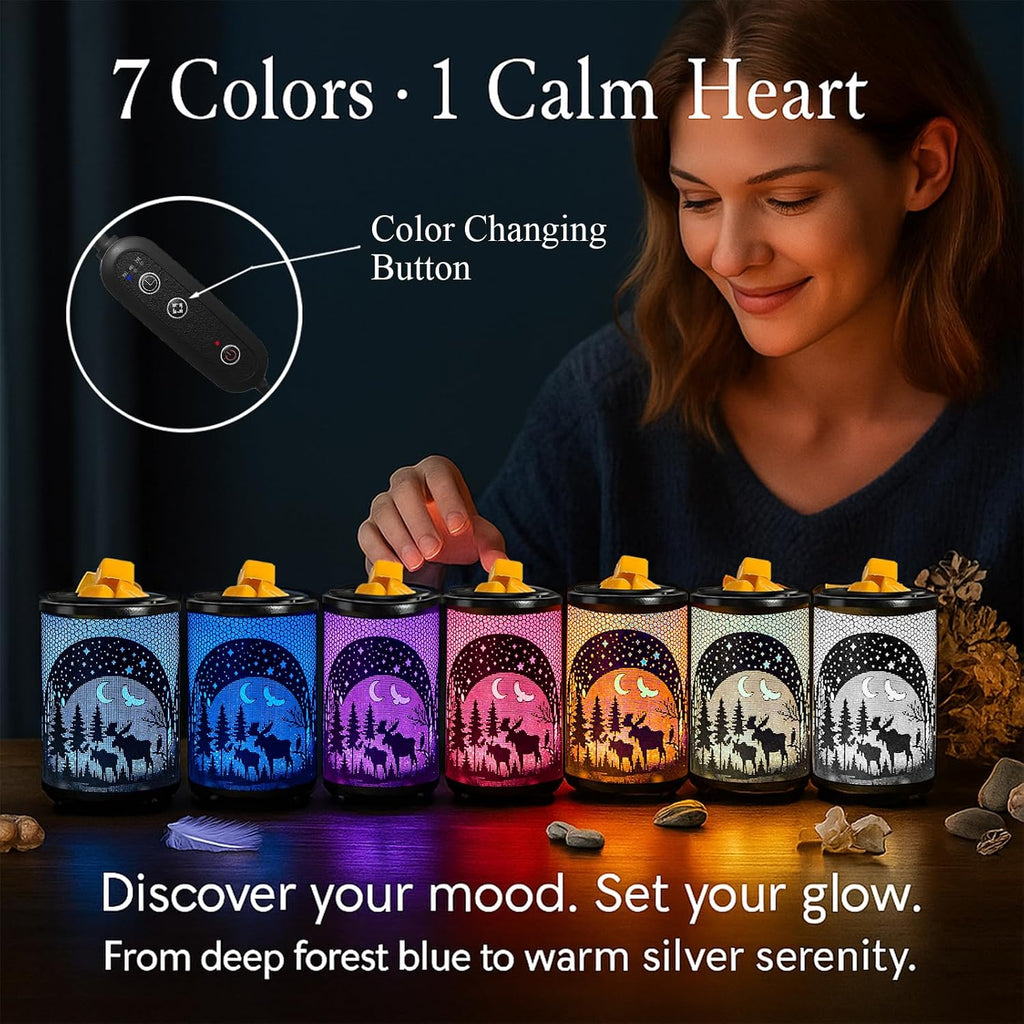 Leyoue Electric Wax Warmer with Efficient PTC Heating - Enchanting Deer in Forest Iron Design, Quickly Melts Wax Blocks, Releases Long-Lasting Fragrance, Perfect Home Decor Piec