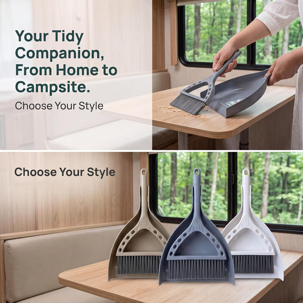 Mini Broom and Dustpan Set Small Hand Broom with Dust Pan and Brush Gray