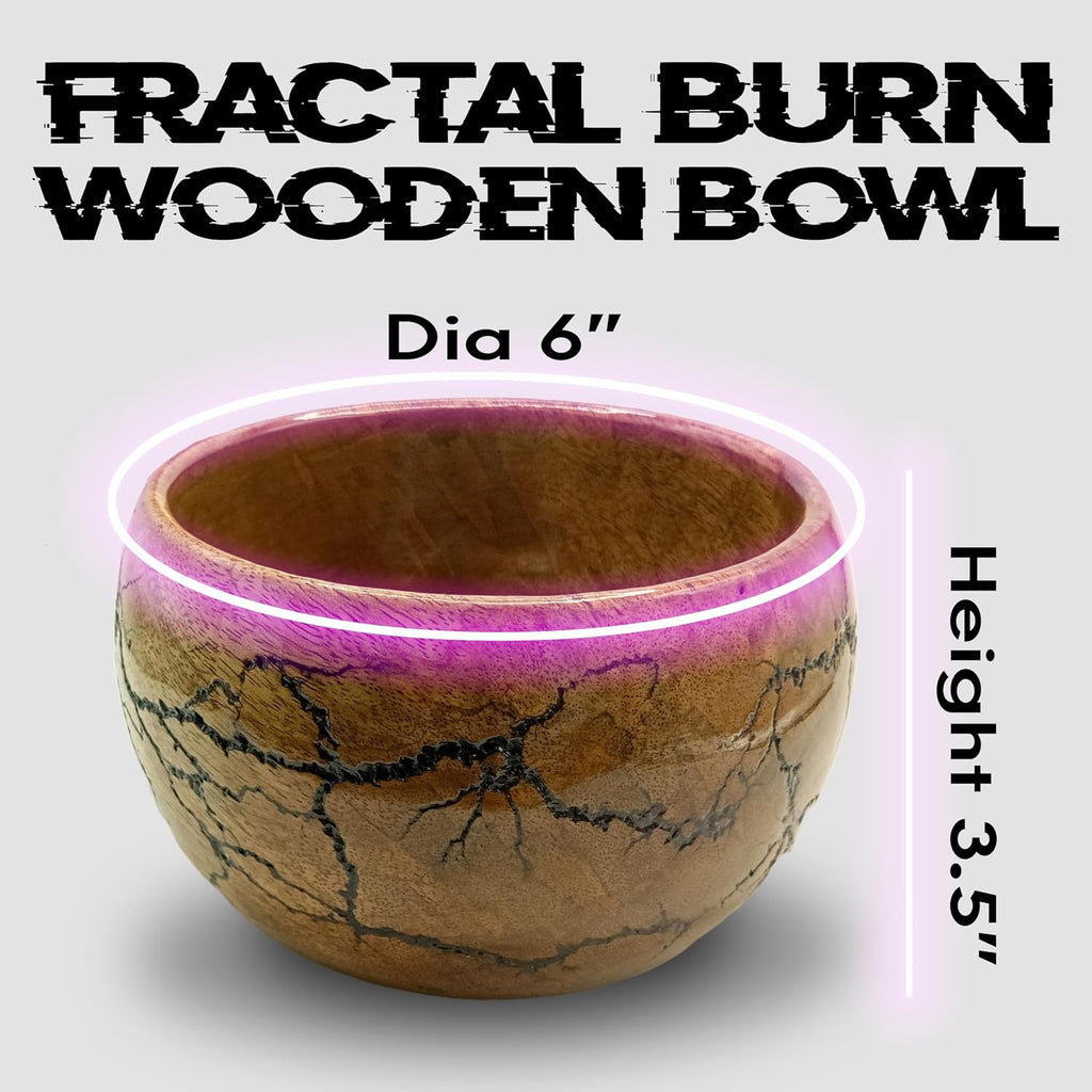 Fractal Burn Wood Bowl - Decorative Mango Wood Bowl for Kitchen, Dining, Entryway, Desk, and Holding Keys, Cuff Links, Coins