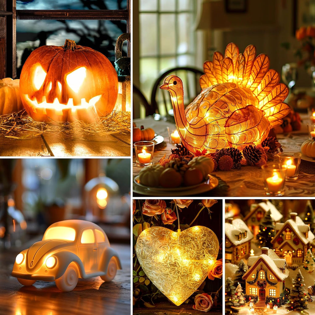 Accessory Cord with One LED Light Bulb - 6ft UL-Listed Cord with On/Off Switch, C7 LED Bulb for Christmas Village House Halloween Pumpkin Blow Mold, Ceramic Tree, Salt Lamp, Craft Project, 4 Pack