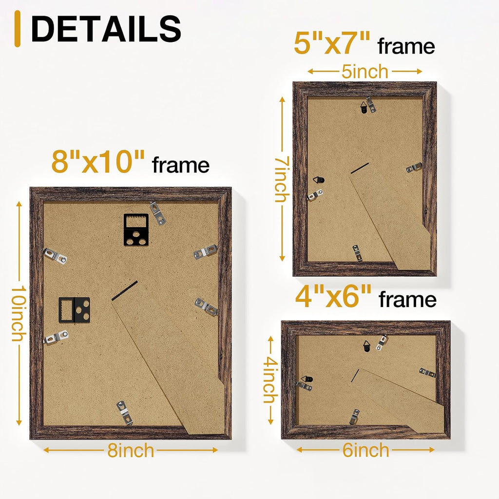 decorUhome Picture Frames Set of 20 for Wall and Tabletop Display, Brown