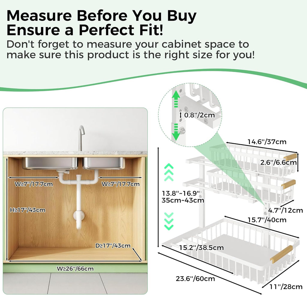 3 Tier Under Sink Organizer: Pull Out Cabinet Storage for Bathroom,2 Pack