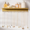 Wall Mounted Necklace Holder with Shelf, Wall Jewelry Organizer, Gold
