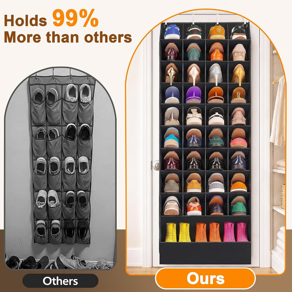 UVIAHOMI 30-40 Pairs Over the Door Shoe Organizer, 36 & 1 Big Boot Pockets