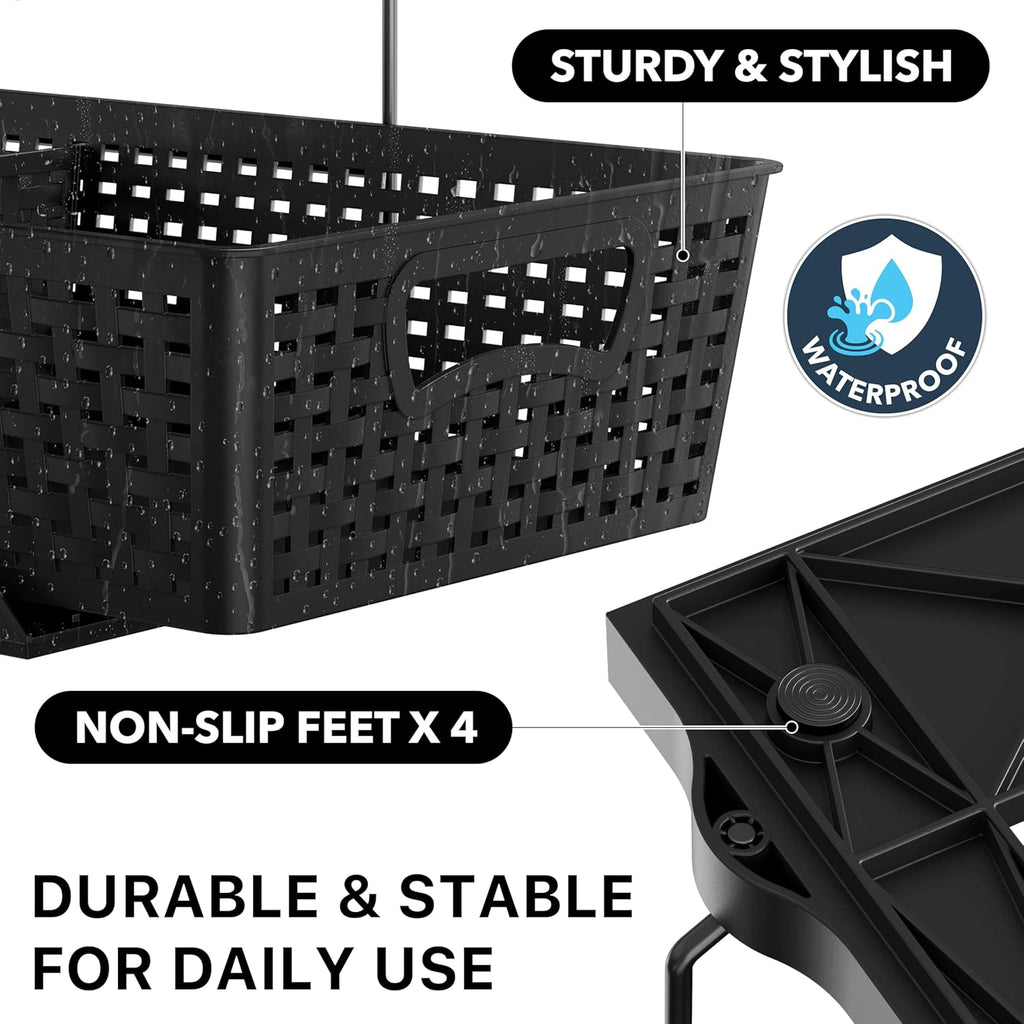 Simple Houseware 2 Tier Pull-Out Sliding Drawer Under Sink Storage, Black
