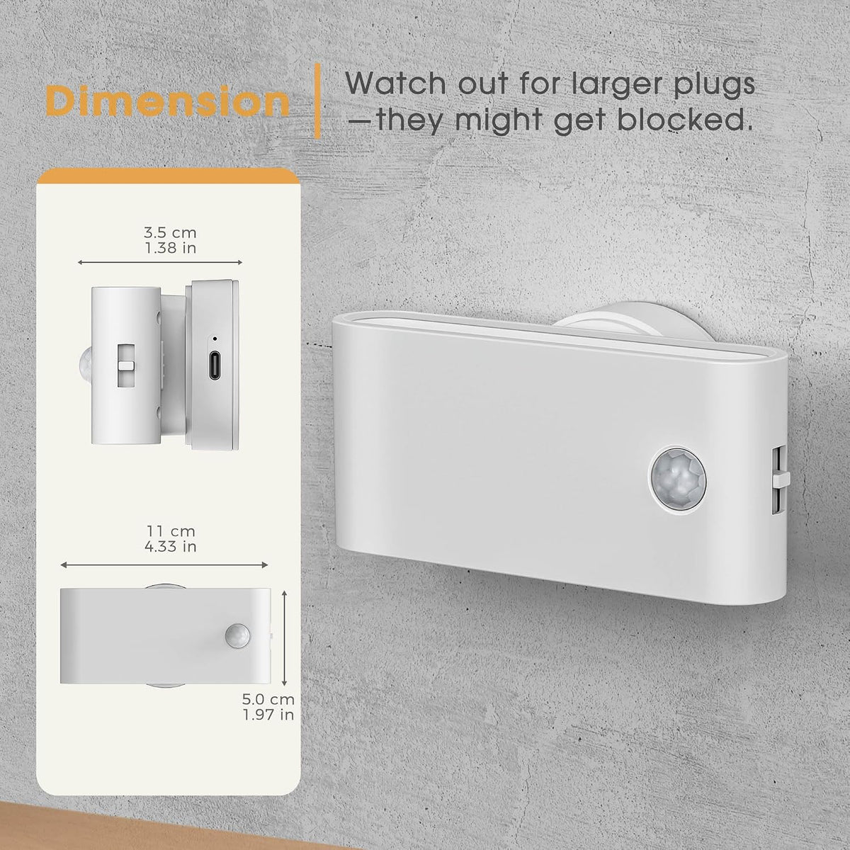 Briignite Motion Sensor Stair Light Indoor,LED Night Lights Plug into Wall