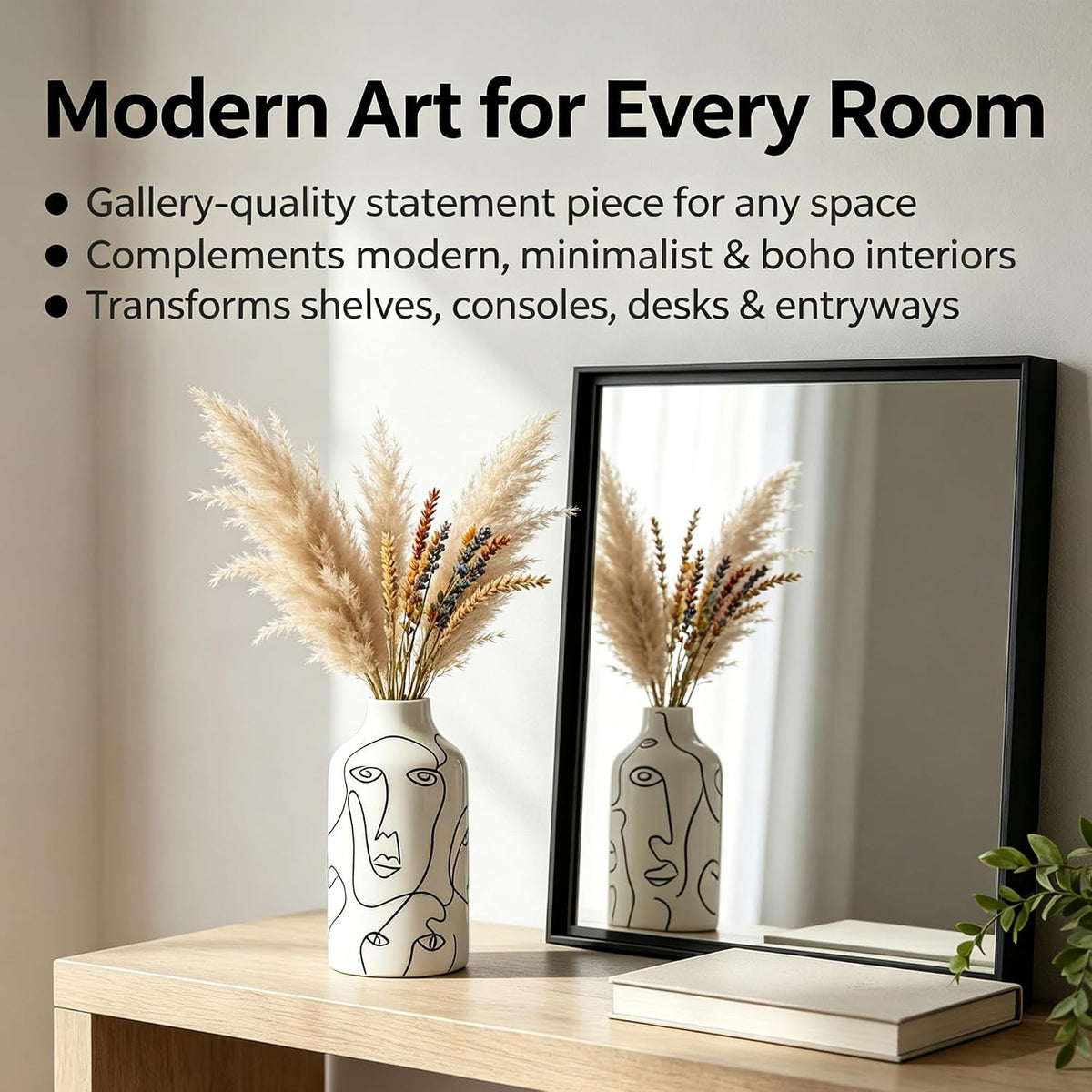 Kimdio Ceramic Vase for Home Decor, Abstract Irregular Design Flower Vase, Living Room Decor Minimalist Decorative Vases for Pampas Grass
