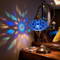 Turkish Mosaic Swan Neck Table Lamp, E12 Bulb Included, US Plug