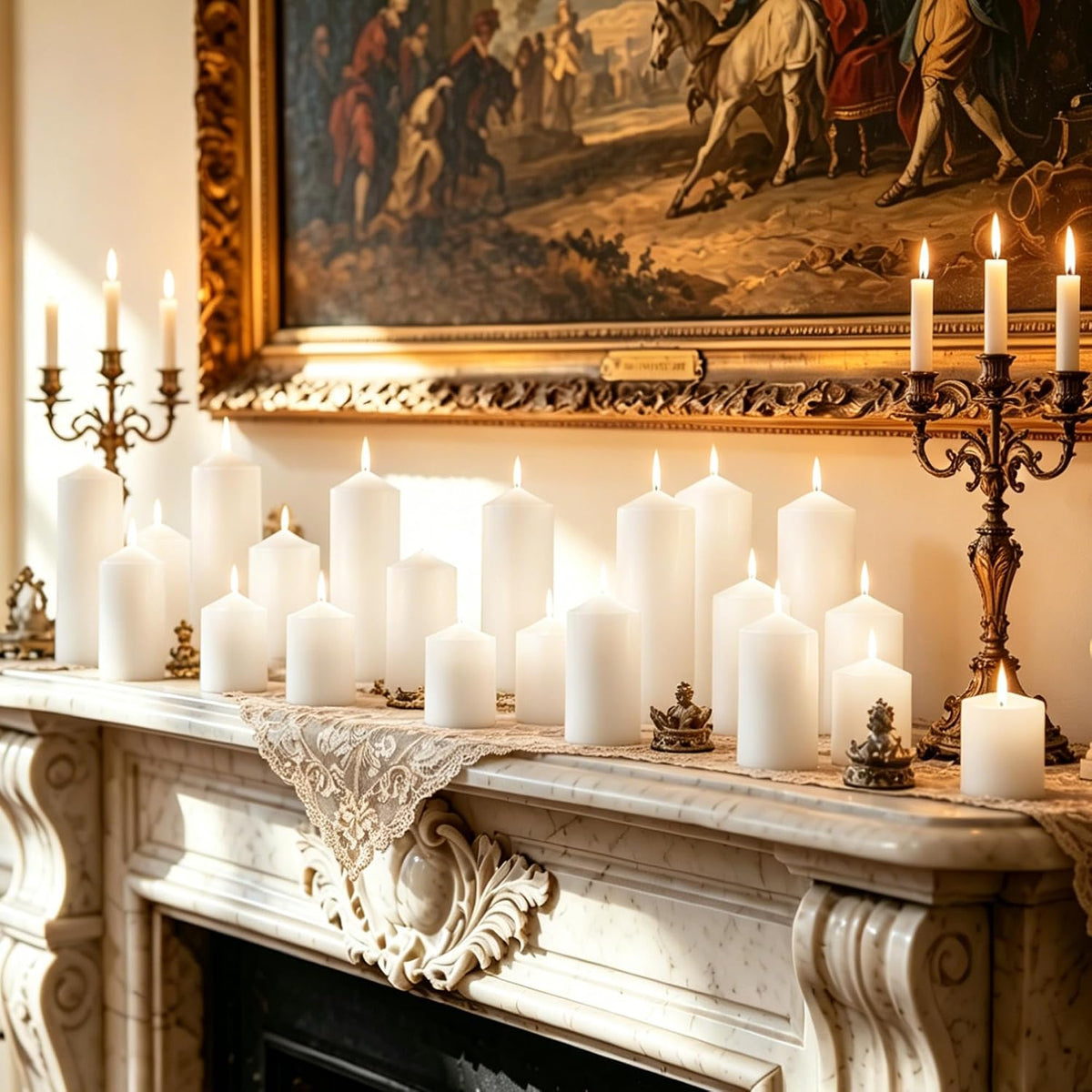 36-Pack White Pillar Candles Bulk Set, 2x3, 2x4, 2x6 Inch