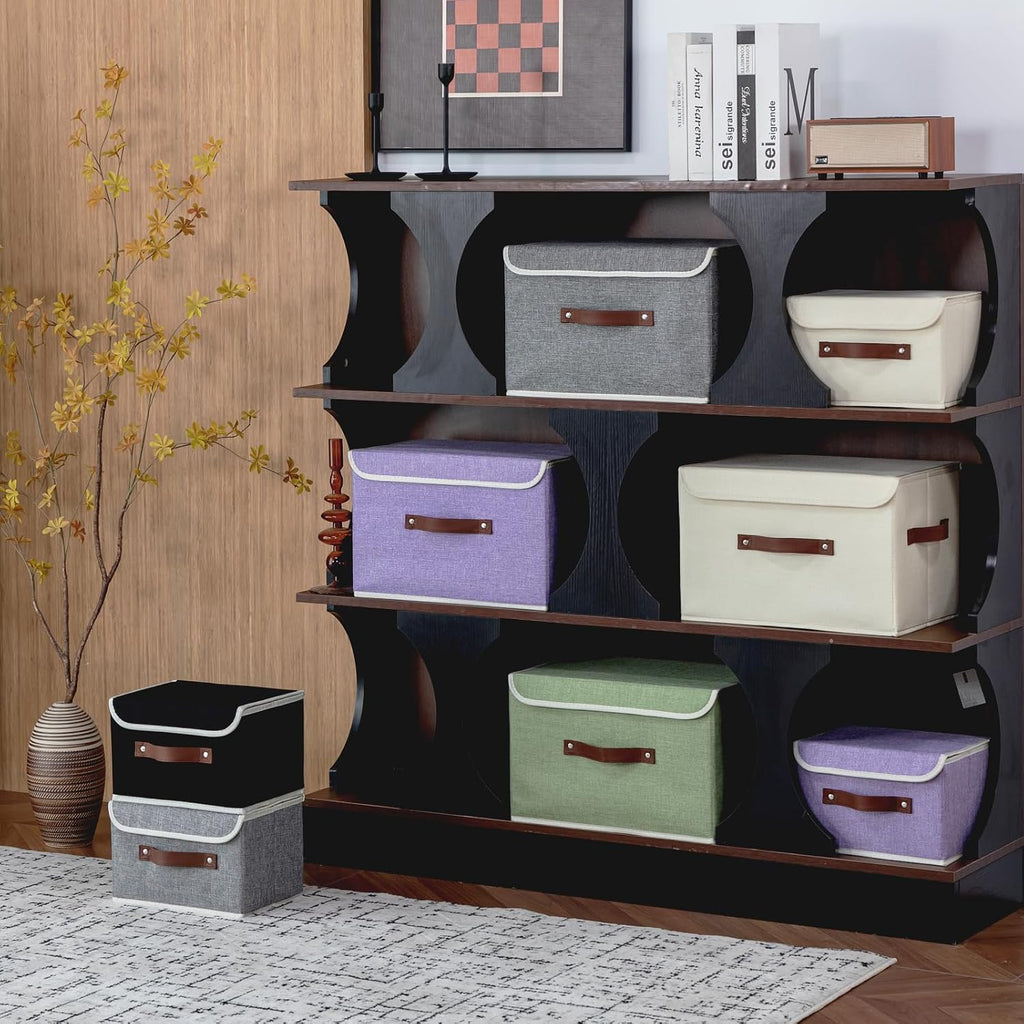 2PCS Storage Bins Boxes with Lids Decorative Fabric Baskets