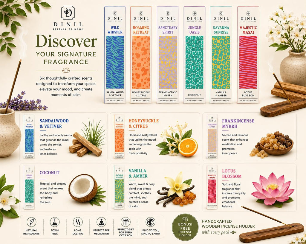 Dinil Wilderness Wonders Incense Sticks Gift Set, 6 Nature-Inspired Scents