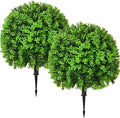 Artificial Topiary Ball Trees, Green-Boxwood, 2 Pack, 25.6 Inch