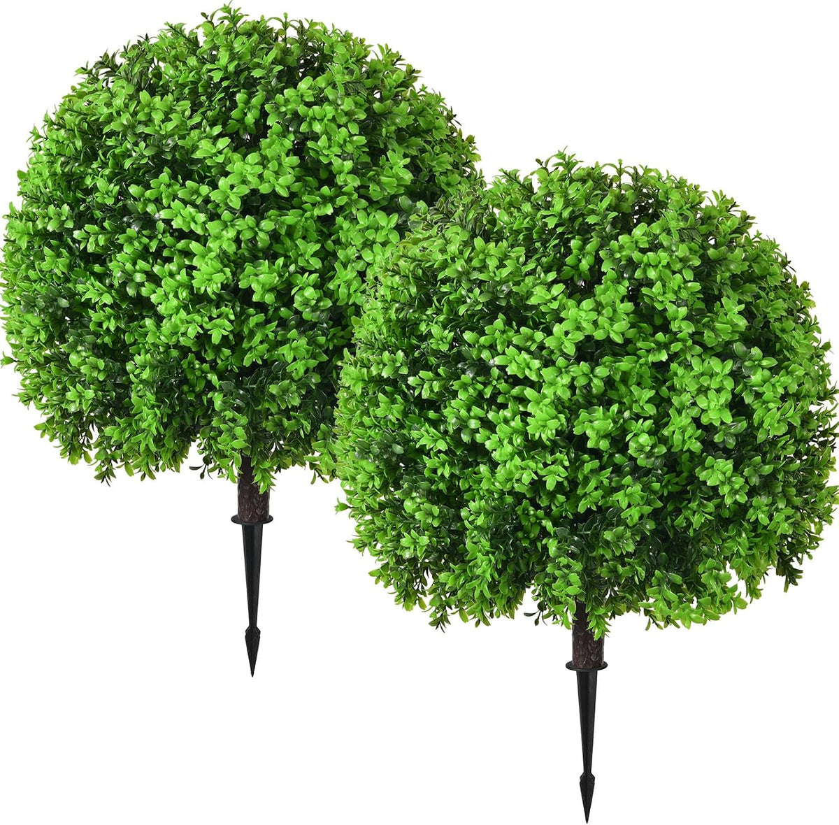 Artificial Topiary Ball Trees, Green-Boxwood, 2 Pack, 25.6 Inch
