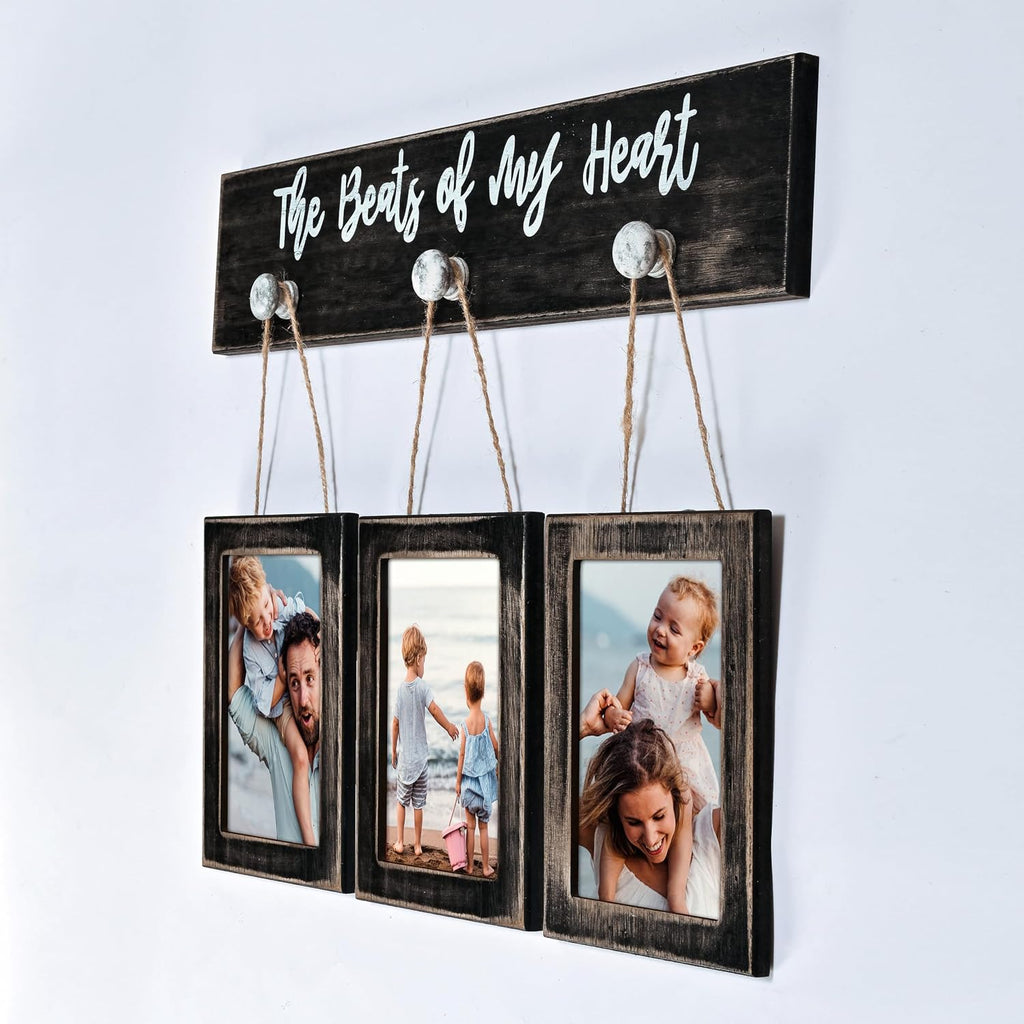 4X6 Picture Frames Collage for Wall Farmhouse Rustic Black Photo Frame