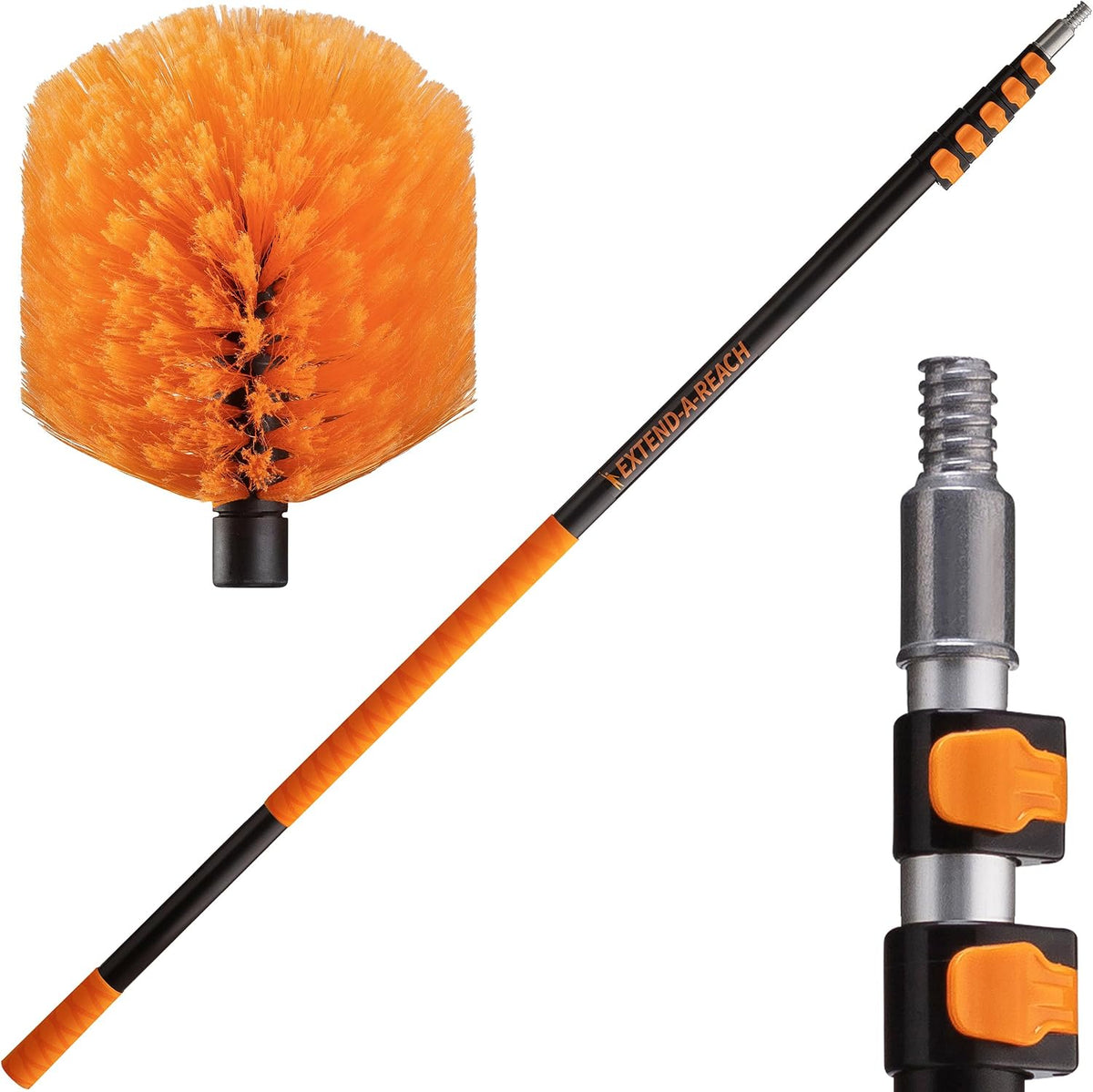 5-25 ft Cobweb Duster with Extension Pole // 30+ Foot High Reach Spider Web Cleaner Cobweb Brush for Outdoor & Indoor Web Cleaning // Lightweight & Sturdy Telescopic Pole // The Ultimate Dusting Kit