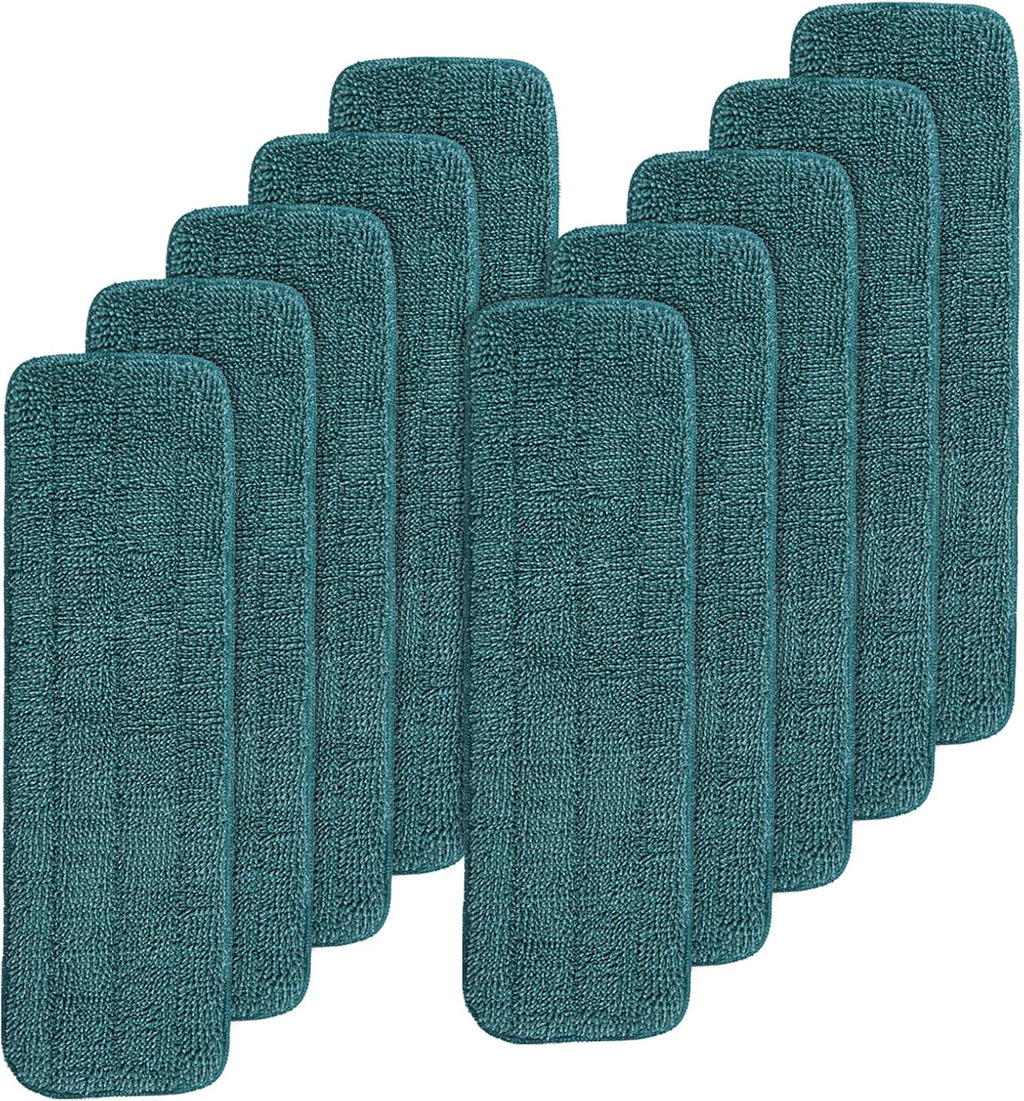 Replacement Mop Pads Fit for Rubbermaid Commercial 18" and 17" Mop - 10 Pack Wet & Dry Commercial Cleaning Reusable Refills Fit for Any Microfiber Flat System 18" and 17" - Green