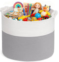 Goodpick Large Woven Rope Toy Storage Basket for Living Room, 60L, Grey