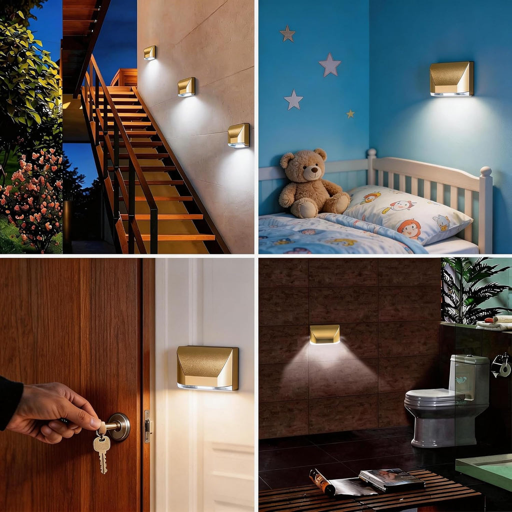 Door Light Small Motion Sensor Light Battery Powered Gold
