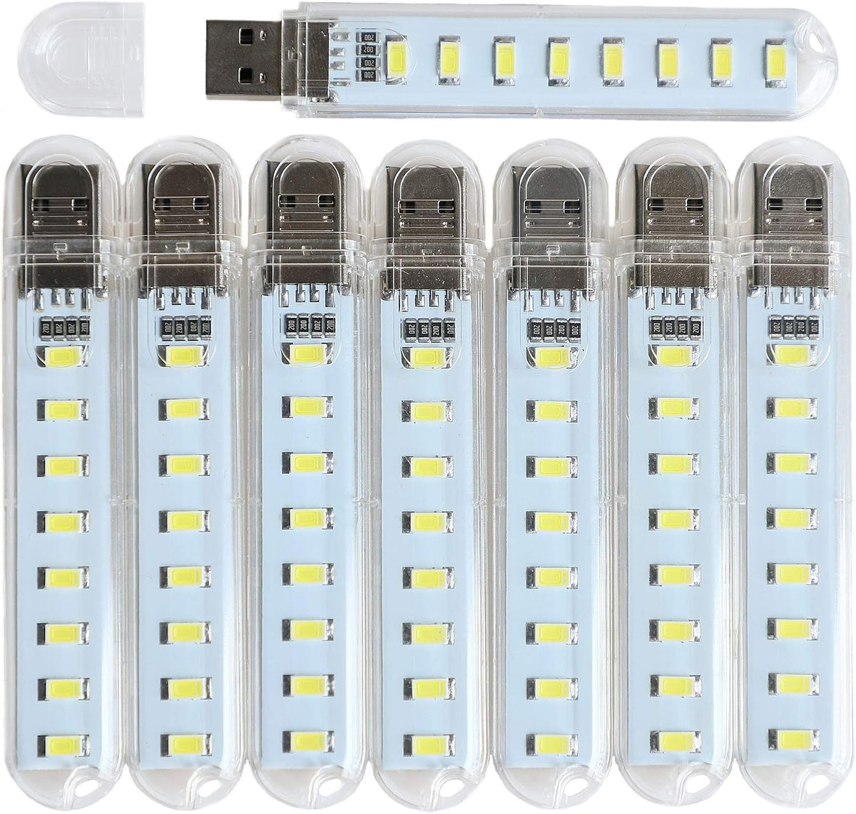 8pcs USB Light,Night Light Plug in,Small Led Light Stick(White)