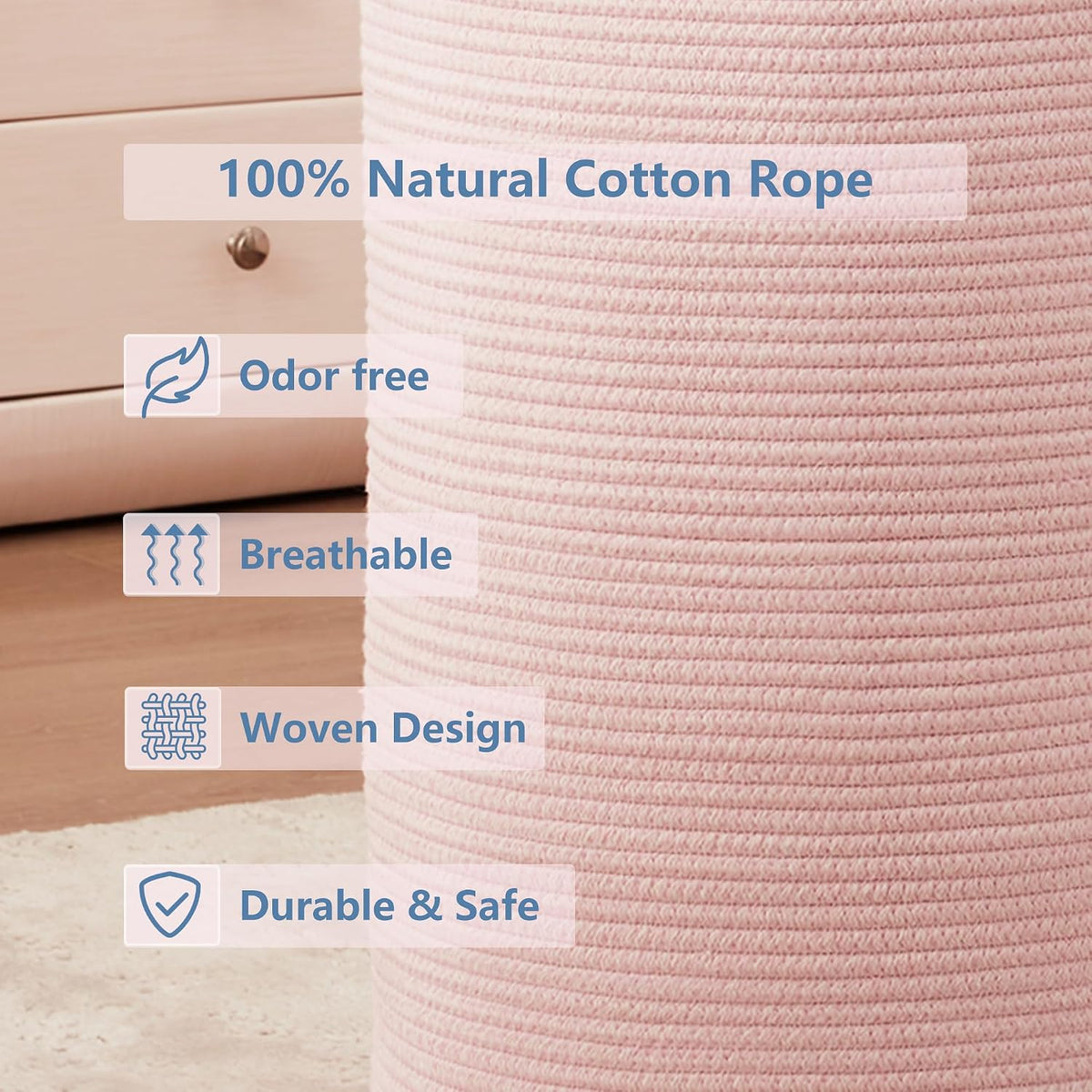 Pink Hamper Laundry Basket for Girls 80L Large Nursery Hamper