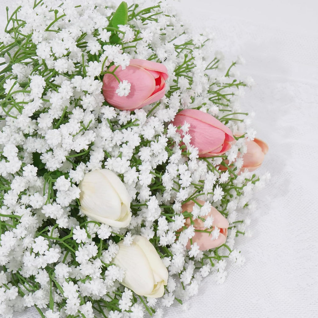 Elyum Babys Breath Artificial Flowers, 25 Pcs Baby Breath Flowers Fake Bulk