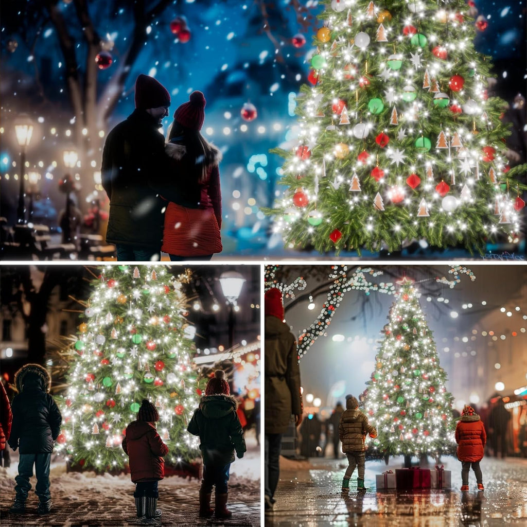 Christmas Tree Lights, 400 LED 8.2Ftx16 Line String Lights Plug in, Cascading Twinkle Lights for Xmas Tree with Timer Memory Function 8 Modes for Indoor Outdoor Wedding Party Decoration (White Light)