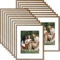 JCJMY 18 Packs 11x14 Picture Frames, Display 8x10 with Mat or 11x14 Without Mat, Gallery Wall Frame Set, 11 by 14 Frames Bulk Set of 18 Collage Wall Decor Photo Frames for Wall Hanging, Rustic Brown