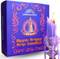 Candlestock Hippie Drippy Drip Candles - Pack of 11 Dripping Taper Candles - Wine Bottle Melting Candles (Purple)