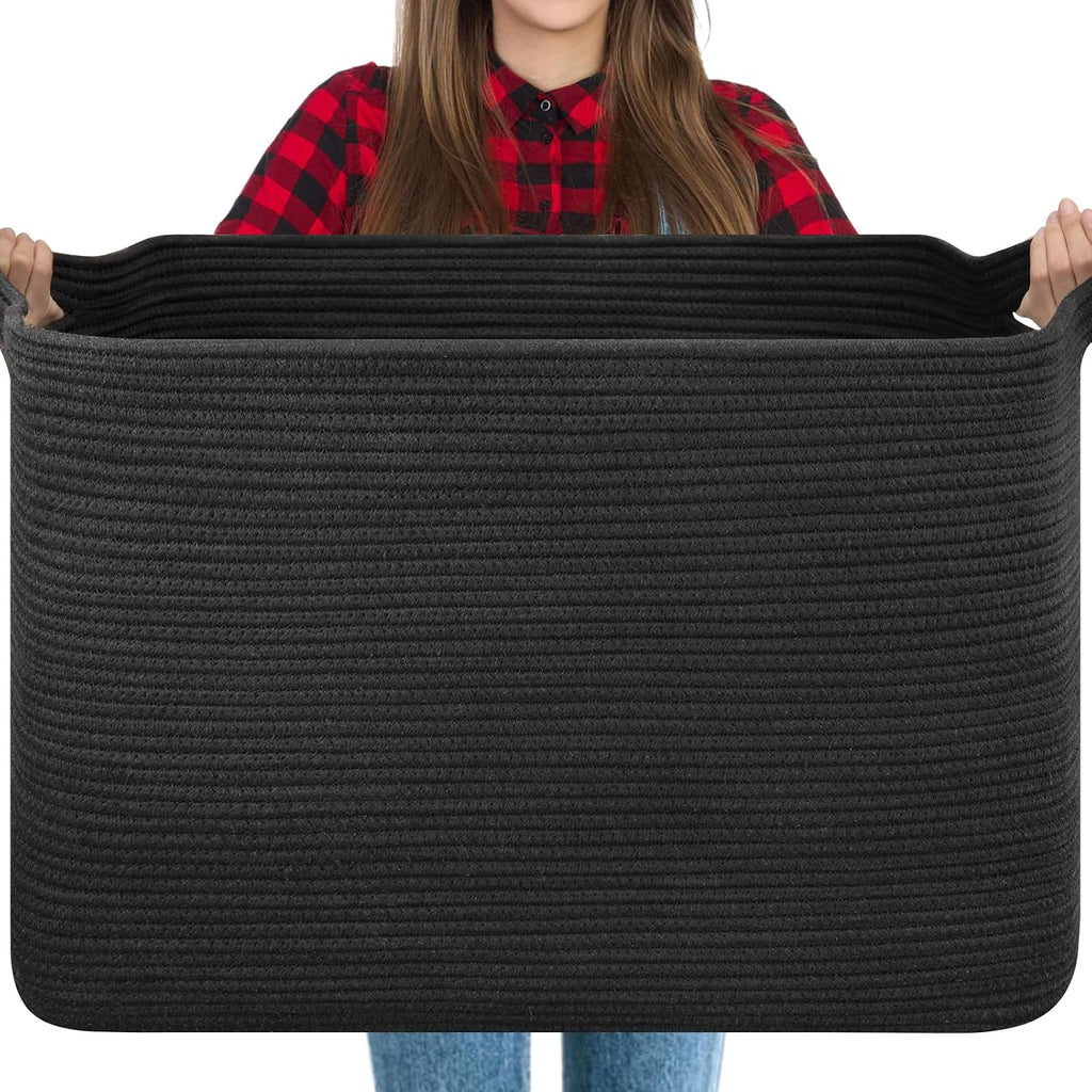 OIASKET 118L Extra Large Blanket Basket Living Room, 24.8"x17.7"x16.2"