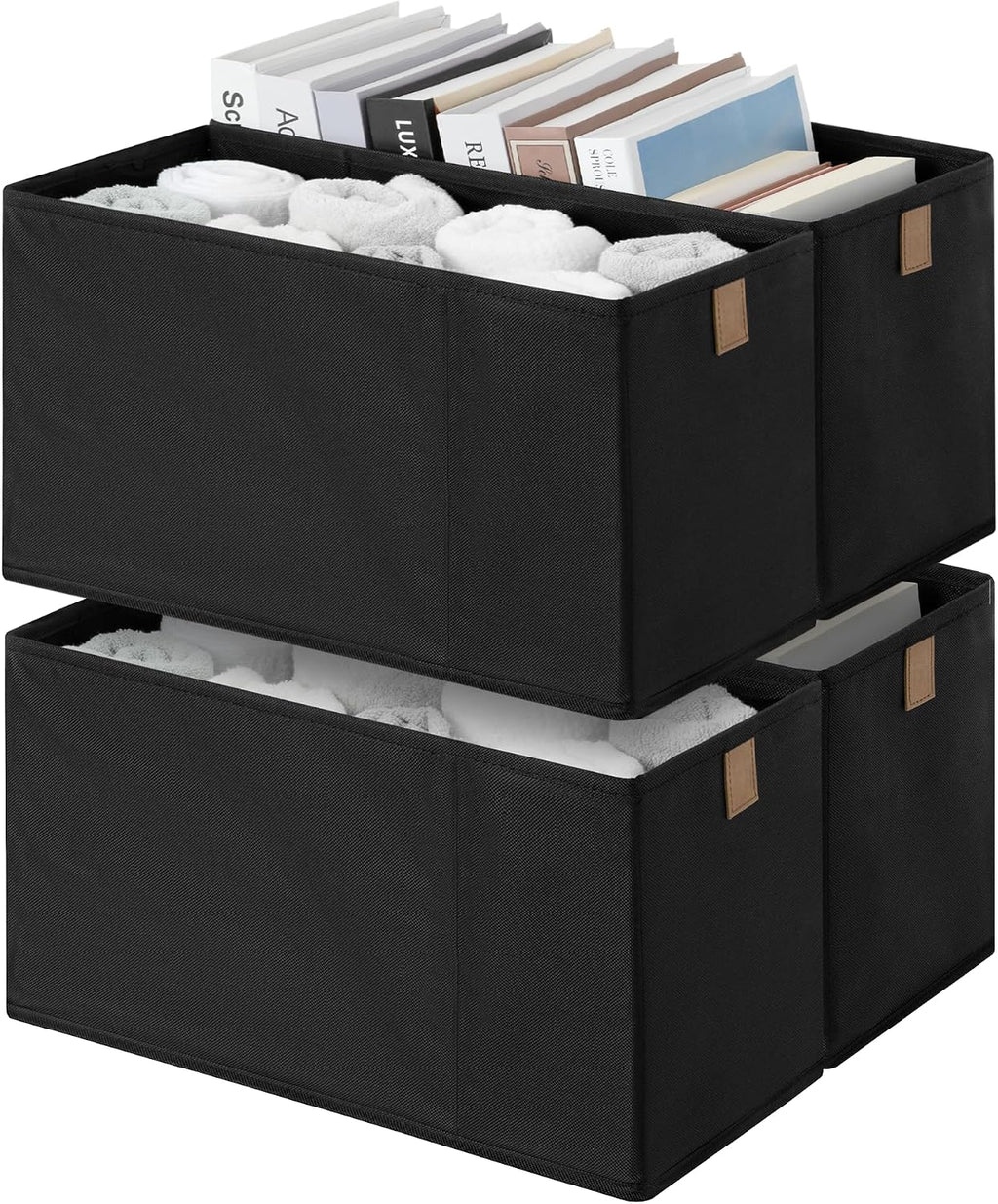 StorageWorks Narrow Closet Baskets, 14¾"L x 6¼"W x 8¼"H, 4-Pack, Black