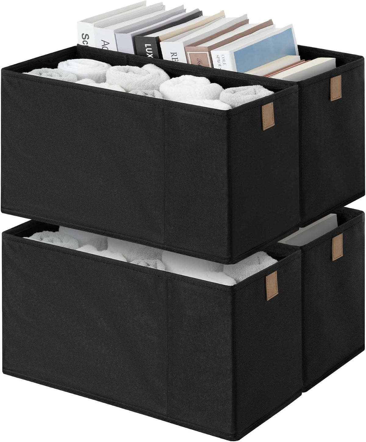 StorageWorks Narrow Closet Baskets, 14¾"L x 6¼"W x 8¼"H, 4-Pack, Black