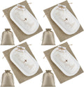 Eaasty 4 Sets Prayer Wooden Bowl with Cross, 10 Blessing Cards, White
