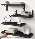 BAYKA Wall Mounted Black Floating Shelves for Wall (Set of 4, 16.5" Mixed)