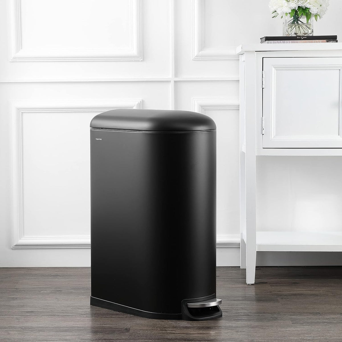 happimess Roland Mini 2.6 Gal Step Trash Can Soft-Close, Charcoal Black