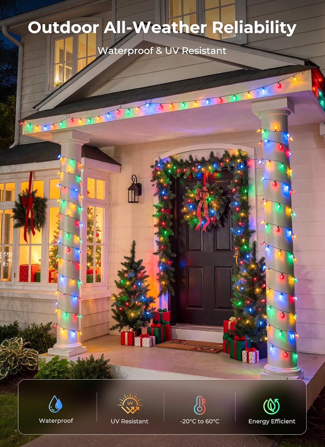 2 Pack C6 Battery-Operated-Christmas-Lights 100LED Multicolor String Lights